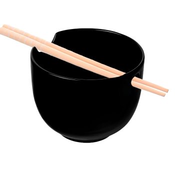 Tigela para Poke com Hashi 500mL Preto Sapporo